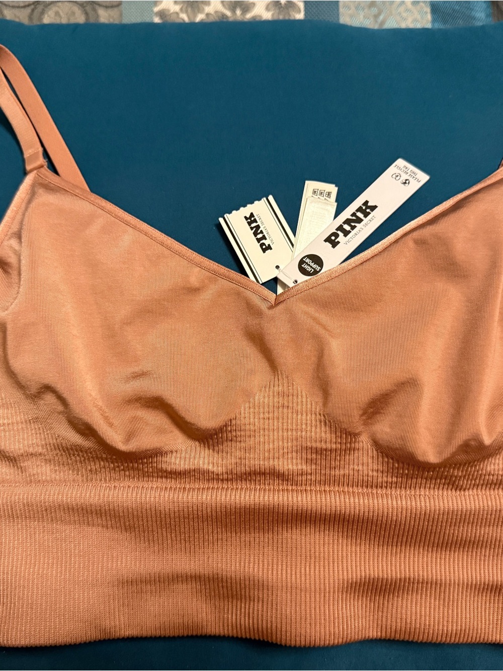 Victoria's Secret PINK Seamless Ribbed Bralette — Rose Copper